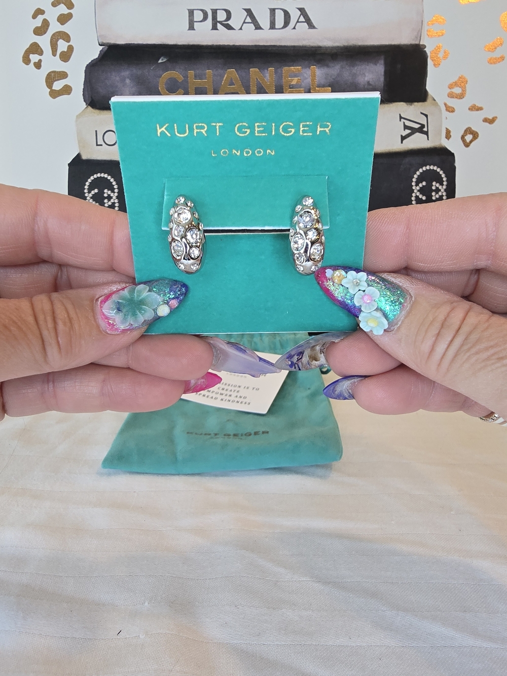 Kurt Geiger Silver Crystal Huggie Hoop Earrings